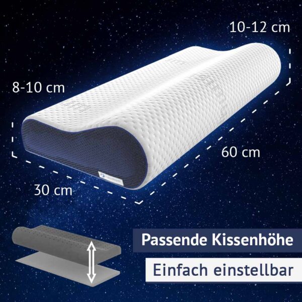 Orthopädisches Nackenkissen mit blauem Schonbezug